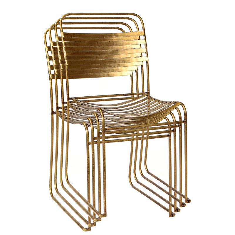Tobin Stacking Dining Chair - Brass ( Set of 4 )