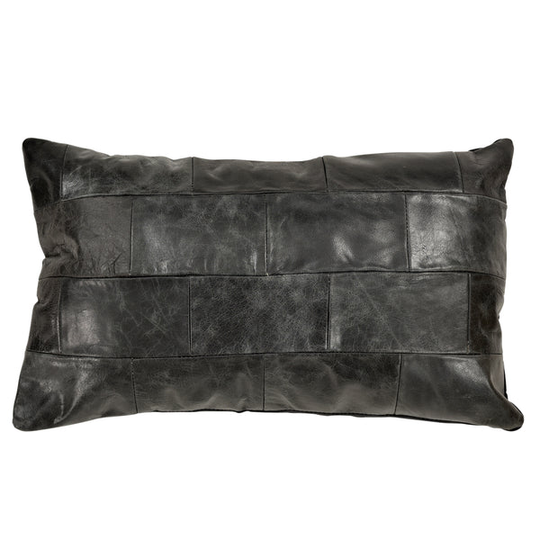 Charolette Leather Cushion - Charcoal