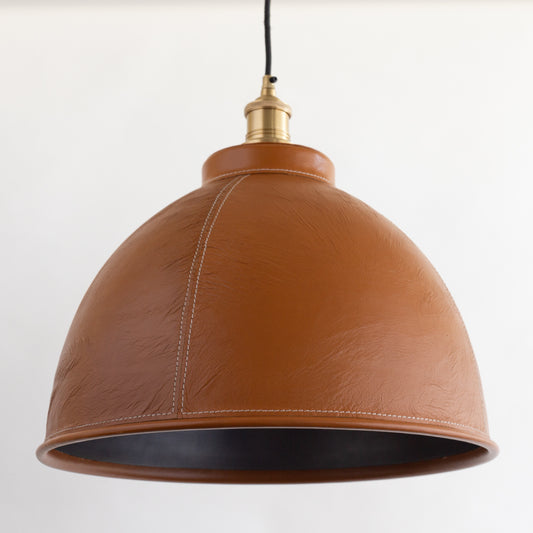 Round Leather Shades - Brass