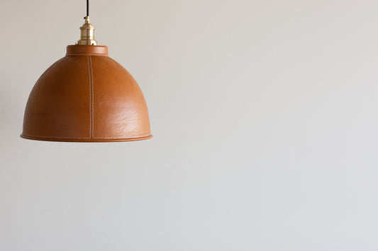 Round Leather Shades - Brass